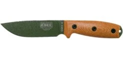 ESEE Model 4 OD Grüne 3D Klinge, Natural Canvas Micarta Survivalmesser 4POD-011 Schwarze Scheide + Gürtelclip